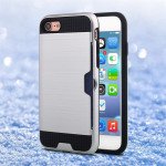 Wholesale iPhone 8 / 7 Credit Card Slot Armor Hybrid Case (Silver)